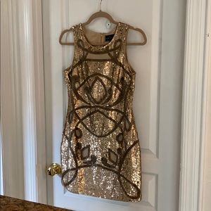 Needle and thread gold sequin dress